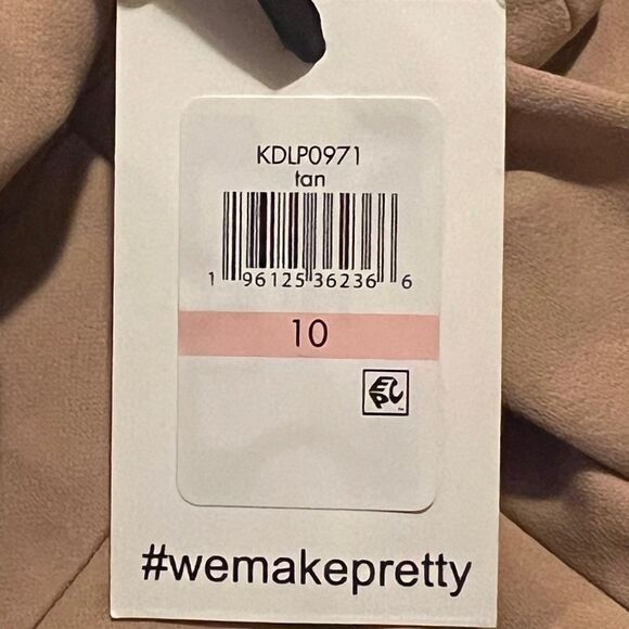 Kensie Womens Tan Tie Front Blouson Wrap Dress Belted Short Sleeves 10 NWT - Picture 9 of 12